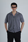 Erkek Antrasit Gofre Gömlek COC1148