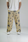 Ağaç Desenli Sarı Baggy Pantolon COC2516