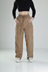 Aerobin Keten Kumaş Kahve Baggy Pantolon COC2510