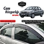 Fiat Albea Palio Siena Hb&Sedan Uyumlu Mugen Cam Rüzgarlığı Seti Piano Black 4'lü İthal