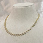 VIP Seri Zirkon Taşlı Üçgen Kolye Gold