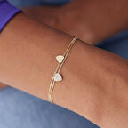 Taşlı Plaka Kalp İkili Bileklik