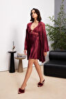 Pierre Cardin 6'lı Bordo Uzun Gecelik Sabahlık Set 6035