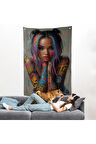 Sürreal Dövmeli Hippi Kadın Duvar Örtüsü-7733