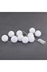 10'lu Işıklı Beyaz Top Dekoratif Aydınlatma Süs