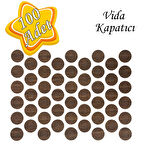 100 ADET Ceviz Vida Kapatıcı Ahşap Desenli  Yapışkanlı Vida Tapası Tıpası Kapağı Vida Gizleyici