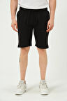 Erkek Fermuar Detaylı Şort Siyah