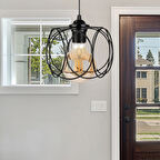 Evo Otantik Siyah Metal Avize Hol Giriş Sarkıt 