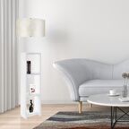 Dekoratif Raflı Beyaz Mdf Lambader Krem Dallı Pvc Silindir Başlık