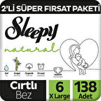 Sleepy Natural Fırsat Paketi Bebek Bezi 6 Numara Xlarge 138 Adet