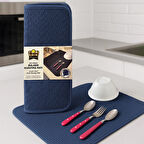 Happy Premium Çift Taraflı Bulaşık Kurutma Matı -Lacivert