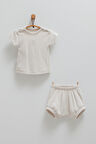 Erkek Bebek 2'li Takım Bej Kısa Şortlu