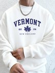 Vermont New England Est 1791 Baskılı Kapüşonlular Erkek Yumuşak Polar Eşofman Rahat Sonbahar