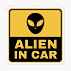 Uyarı Arabada Uzaylı Var Sticker oto Etiket 18cm MD2