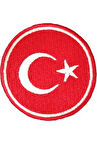 Aplike Ütü İle Yapışan Türk Bayrağı Yuvarlak Küçük Arma 3 cm