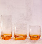 18 Parça 6 Kişilik Renkli Cam Bardak Meşrubat Takımı