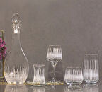 61 Parça 12 Kişilik Üççember El Dekor Kesme Cam Su Bardak Takımı,Meşrubat Bardağı Seti