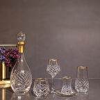 61 Parça 12 Kişilik Kareçubuk Gold El Dekor Kesme Cam Su Takımı​​​​​​​