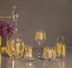 61 Parça 12 Kişilik El Dekor Kesme Gold Cam Su Takımı Çeyiz Seti