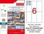 Tanex Tw-2106 Lazer Etiket 70X148 Mm Tw2106Las10100