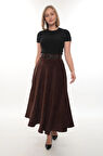 SORALLİNE KADIN KIŞLIK ŞÖNİ KADİFE ETEK 95 CM BOYUNDA ASTALI 779