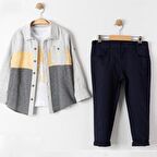 Cepli Gömlek , Pantolon , T-Shirt  3Parça Erkek Çocuk Takım MNK4016