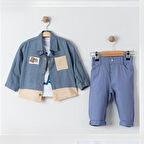 Cepli Gömlek , Pantolon , T-Shirt  3Parça Erkek Bebek Takım MNK31106