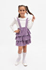 Kadife Salopet Askılı Kız Etekli Takım MNK2147