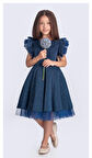 Simli Şanzelize Kız Çocuk Abiye Elbise M00669