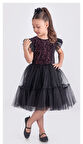 Pul Payet Katkat Tütü Etekli Kız Çocuk Elbise M00722