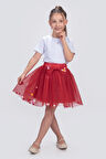 Ponpon Aksesuarlı Bayramlık Kız Çocuk Etek M00726