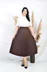 SORALLİNE KADIN PLİSOLEY ETEK 90 CM BOYUNDA ASTARLI MEVSİMLİK ÜRÜN 781 KAHVE
