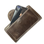 Diga Hakiki Deri 2003 Kartlık Telefon El Çantası Kahve