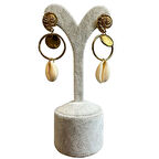 Uretti - İREM 3914 1874 Geometrik Deniz Kabuğu Tasarımlı Uzun Küpe