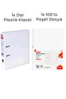1 Adet Tigra Dar Klasör 1 Adet Noki 100'lü Poşet Dosya Ofis Seti