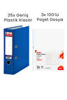 25 Adet Tigra Geniş Klasör 3 Adet Noki 100'lü Poşet Dosya Ofis Seti