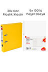 30 Adet Tigra Geniş Klasör 5 Adet Noki 100'lü Poşet Dosya Ofis Seti