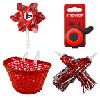 16-20 Jant Uyumlu Erkek Çocuk Bisikleti Aksesuar Seti (Zil-Püskül-Rüzgar Gülü-Ön Sepet)