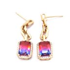 FerizZ Altın Kaplama Renkli Taşlı Sallantılı Küpe UNK-651