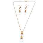 316L Çelik Rose Beyaz Halkalı Kadın Set SET-156