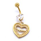 FerizZ Altın Kaplama Zirkon Taşlı Kalpli Piercing PRC-108