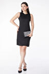 Düz Bisiklet Yaka Kadın Siyah Mini Elbise