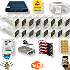 Qromax 16 Kamerali Set - Hareket Algilayan Gece Görüşlü 24 Smd Led 5mp Sony Lensli 1080p Full Hd Metal Kasa Güvenlik Kamerasi Seti 6224