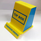 Sarı - Mavi Pleksi Tip box Bahşiş Kutusu