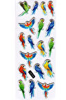 Sticker Kabartmalı Sticker Defter Planlayıcı Etiket (cb555) 16x7 cm- Renkli Kuşlar Papağan