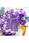 7 YAŞ LÜX MOR LİLA BALON ZİNCİR SET DOĞUM GÜNÜ PARTİ SETİ SÜSÜ