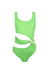 Askılı Cut-Out Halka Detaylı - Yeşil 50UV Kız Çocuk Mayo by Nessi Byrd