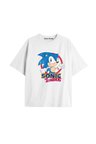 UNİSEX Bay Sonic Desenli Beyaz Yazlık T-shirt