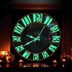 Siyah Gold Yeşil Fosforlu Salon Ofis Otel Duvar Saati 40 cm