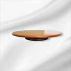 Ahşap vernikli yuvarlak döner sunumluk tepsi-pasta standı